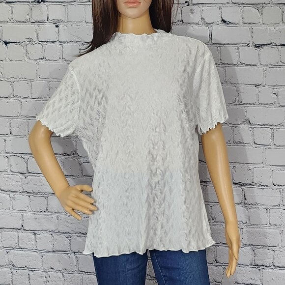 2/$30 NWOT Halogen White Short Sleeve Blouse Size X1 - Picture 1 of 5